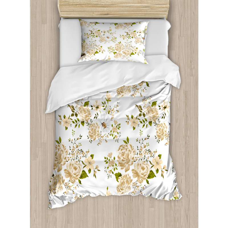 Floral Roses Vector Duvet Cover Set