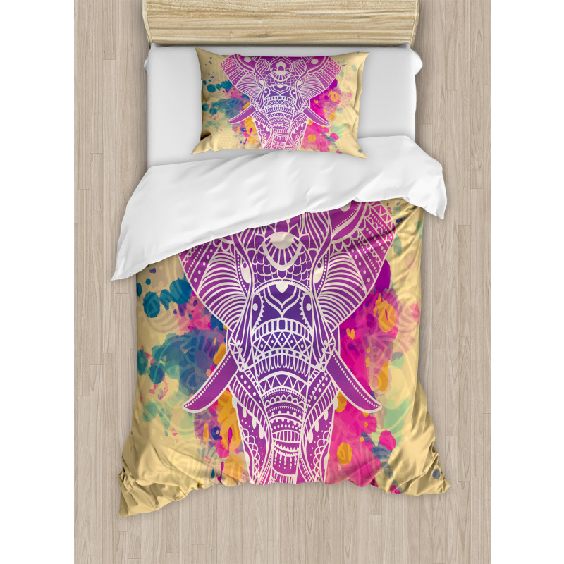 Watercolor Effect Ethnic Duvet Cover Set