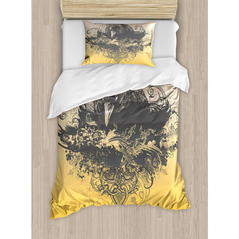 Wicked Crow and Flowers Duvet Cover Set