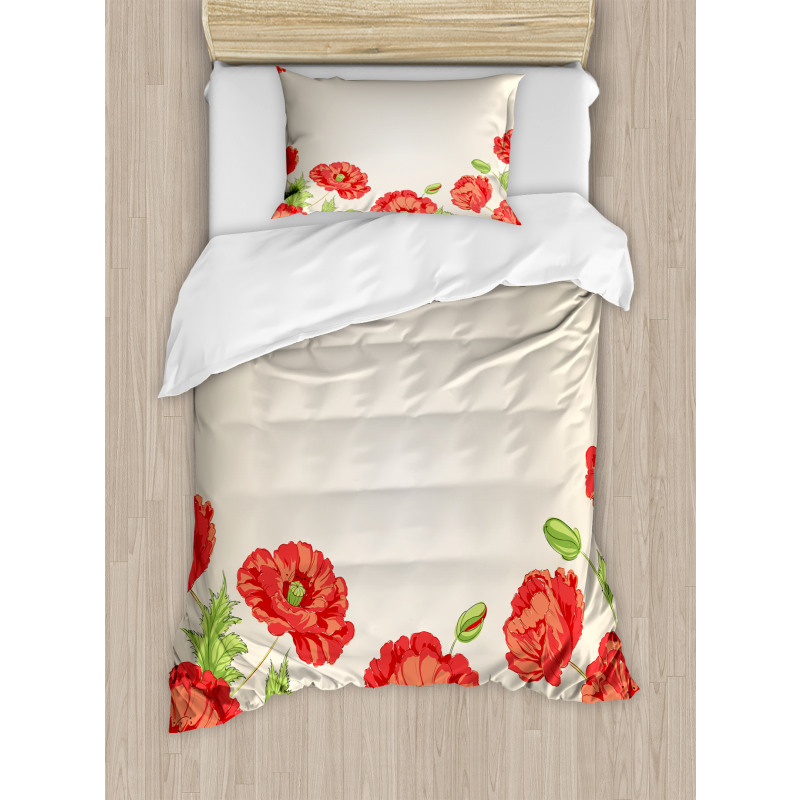 Card with Poppy Flowers Duvet Cover Set