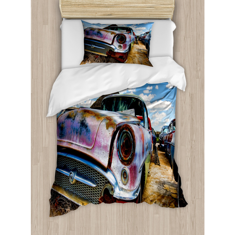 Rusty Abandoned Cars Duvet Cover Set