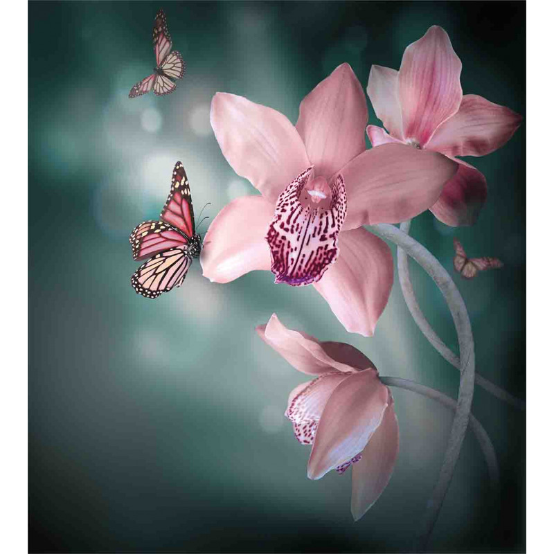 Orchid Flower Butterfly Duvet Cover Set