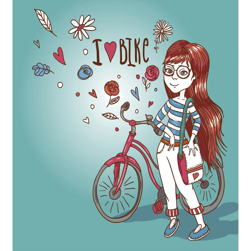 Girl with Bike Duvet Cover Set