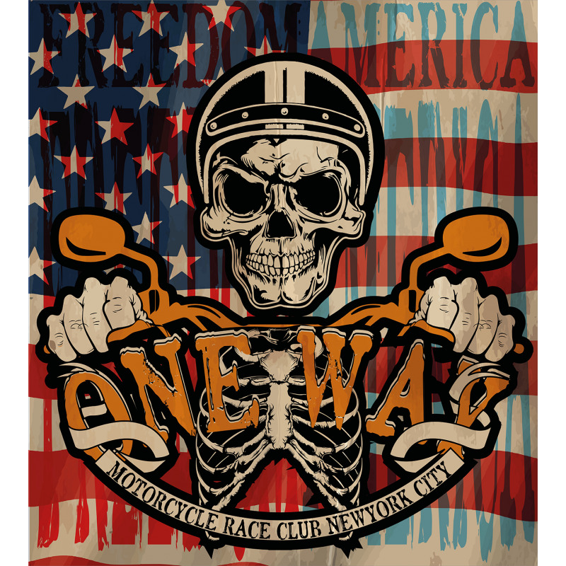 Biker Skull American Flag Duvet Cover Set