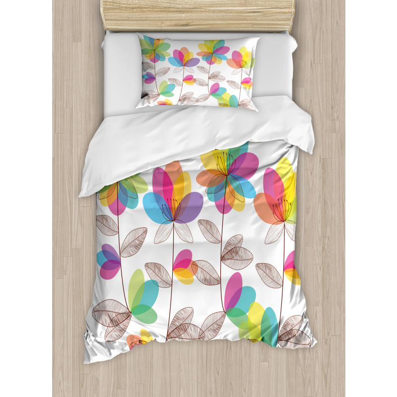 Colored Blooming Flowers Duvet Cover Set