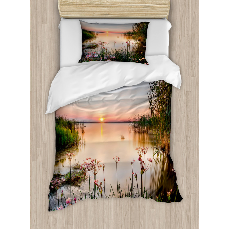 Sunset at Chudskoy Lake Duvet Cover Set