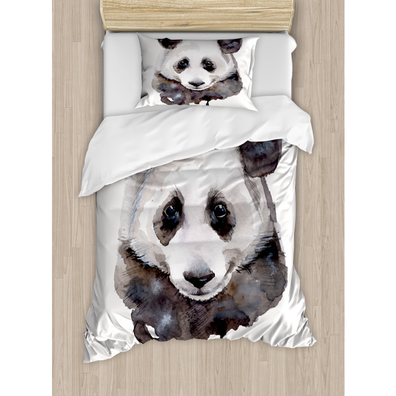 Watercolor Panda Bear Duvet Cover Set