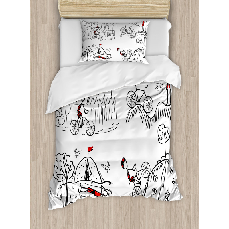 Sketchy Cyclist Duvet Cover Set