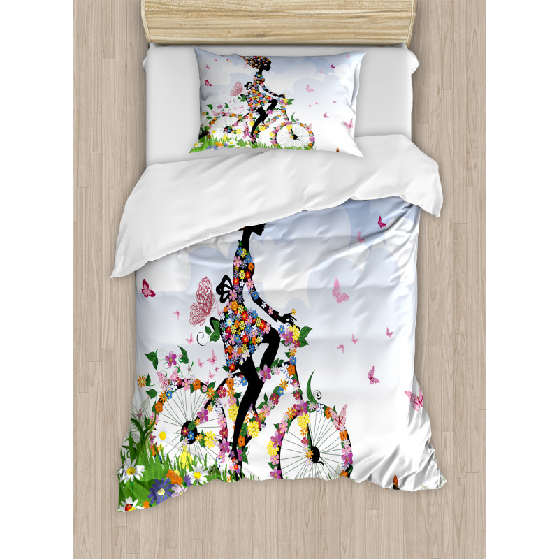 Vintage Romantic Bike Duvet Cover Set