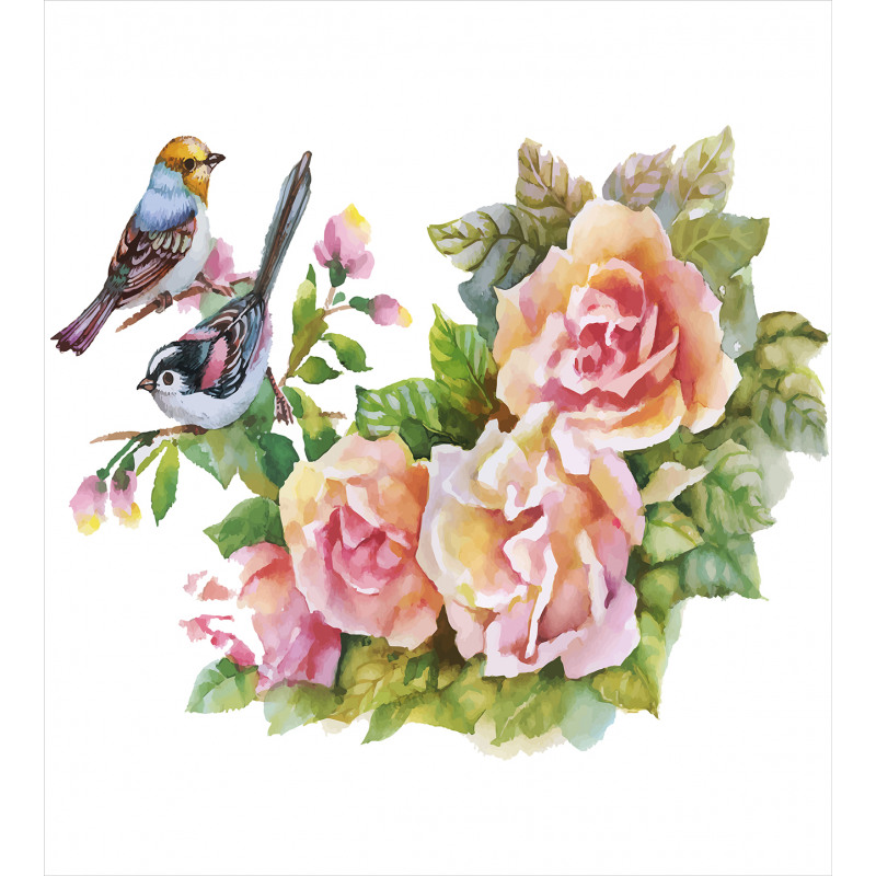 Wild Exotic Birds Roses Duvet Cover Set