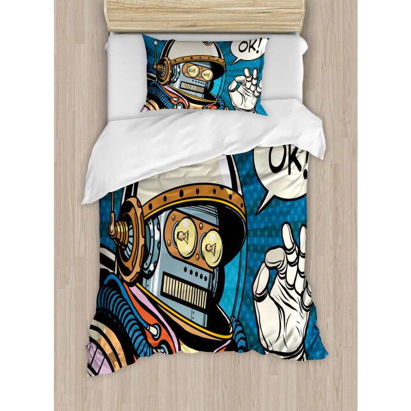 Futuristic Comics Robot Duvet Cover Set