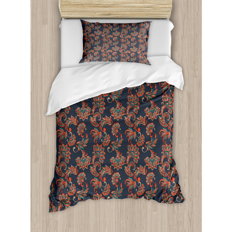 Oriental Floral Swirl Duvet Cover Set