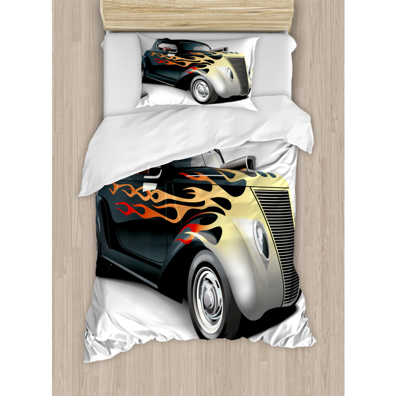Retro 40s Drag Car Duvet Cover Set