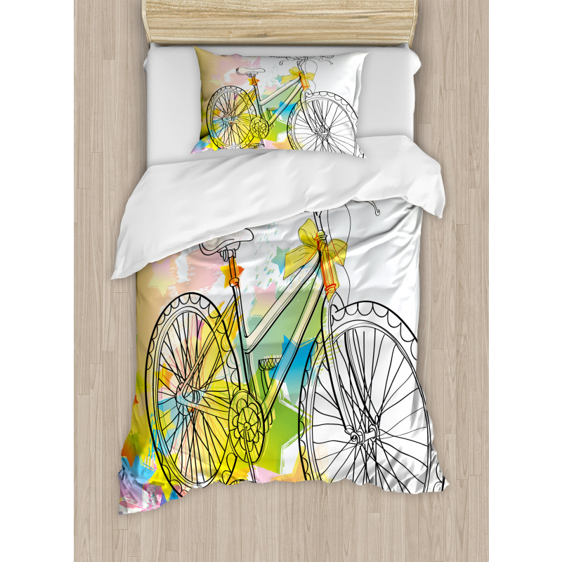Abtract Colorful Bike Duvet Cover Set