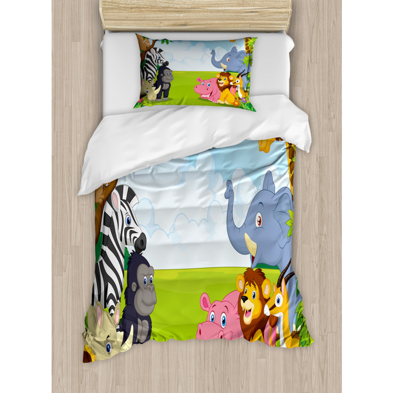 Kids Safari Animals Duvet Cover Set