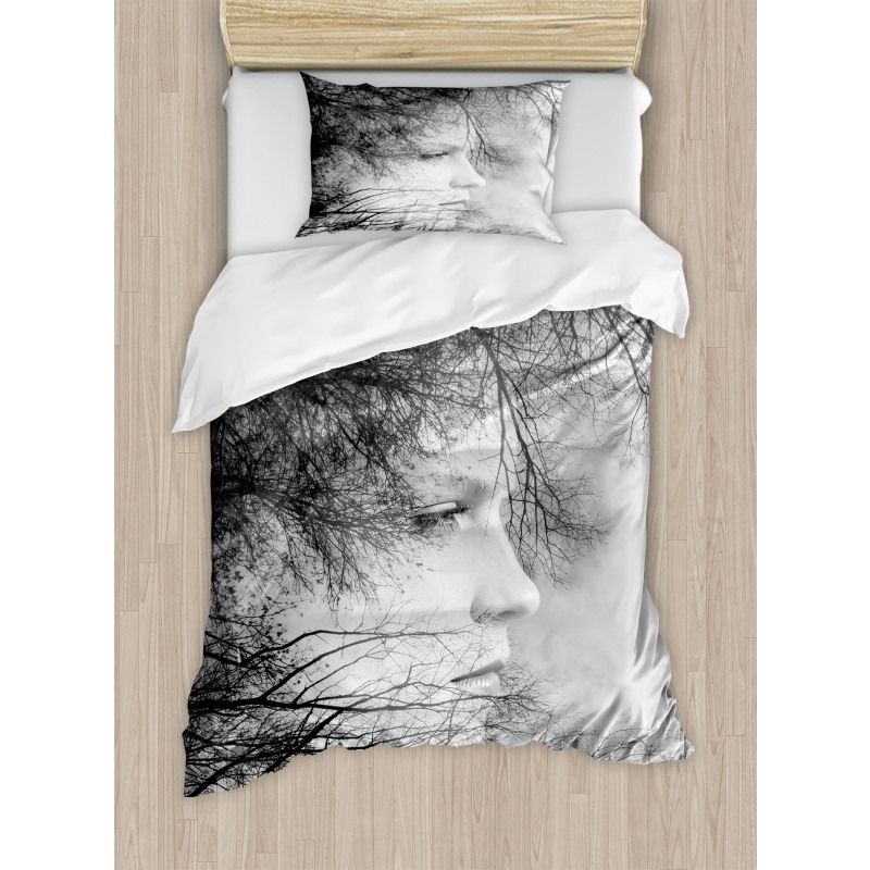 Woman and Trees Duvet Cover Set