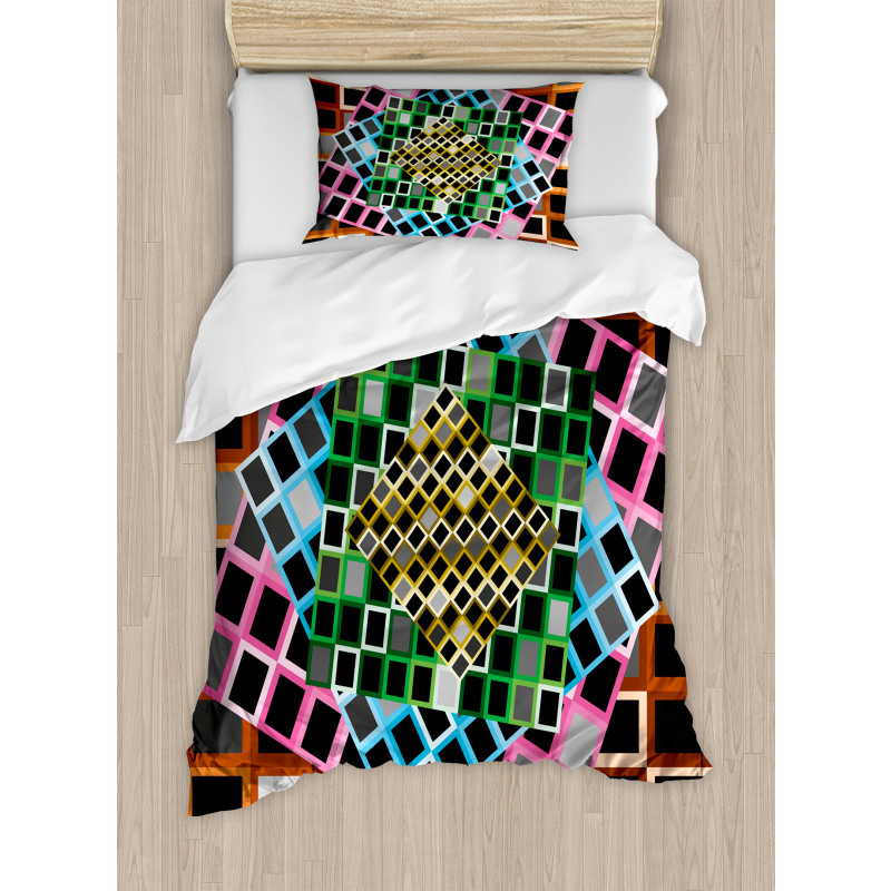 Color Squares Frames Duvet Cover Set