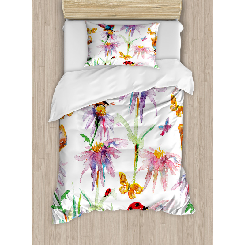 Flower Butterfly Bug Duvet Cover Set