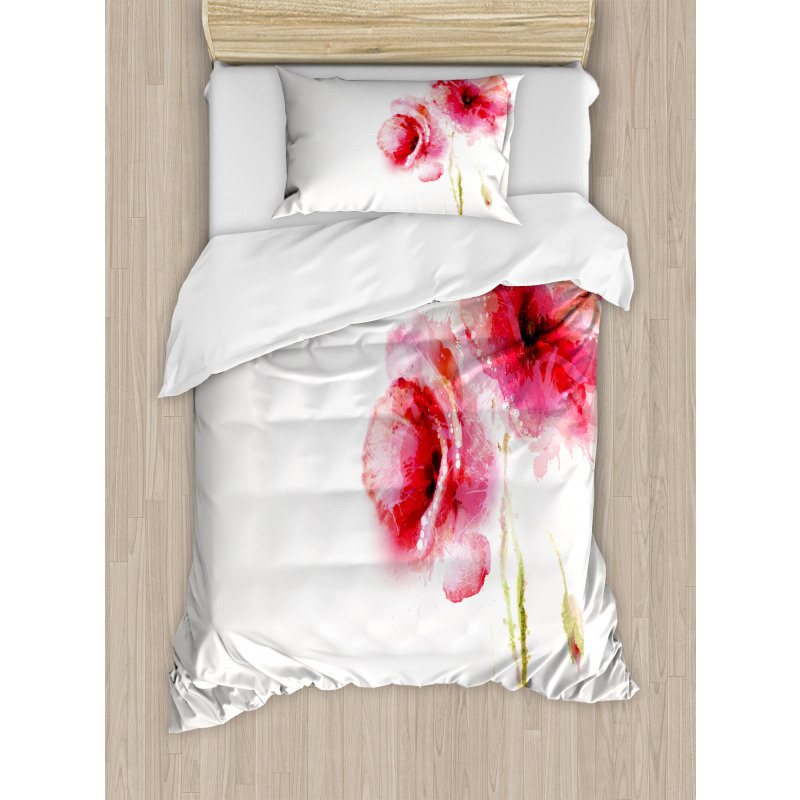 Red Poppies Vivid Spring Duvet Cover Set