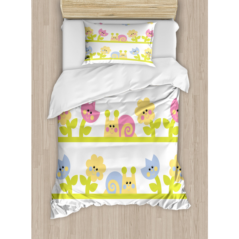 Colorful Cartoon Garden Duvet Cover Set