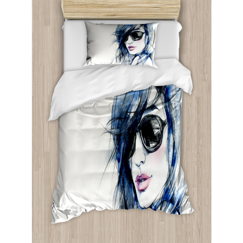 Watercolor Woman Image Duvet Cover Set