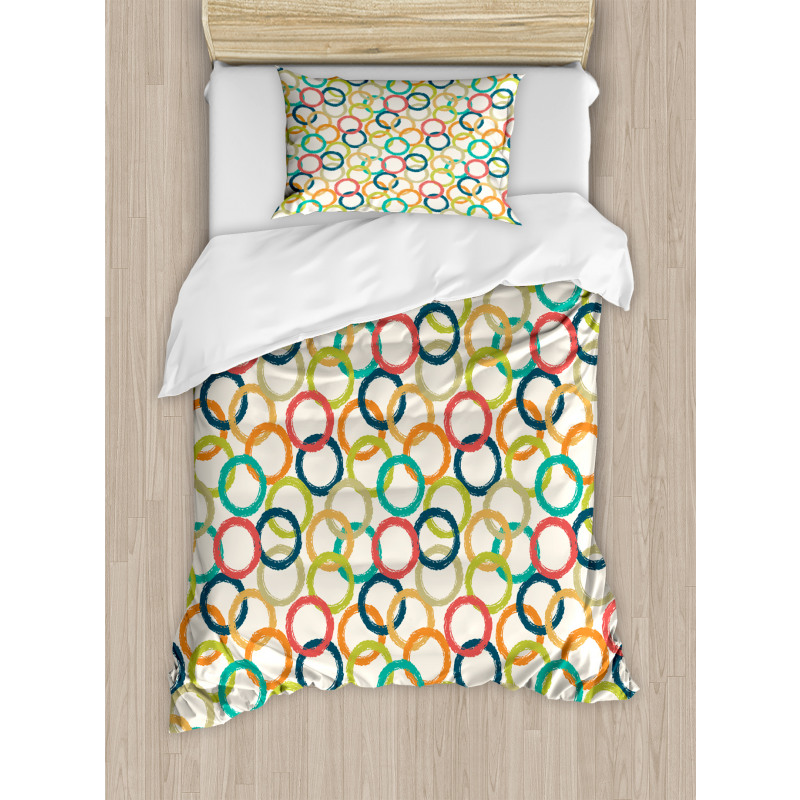 Colorful Doodle Circles Duvet Cover Set