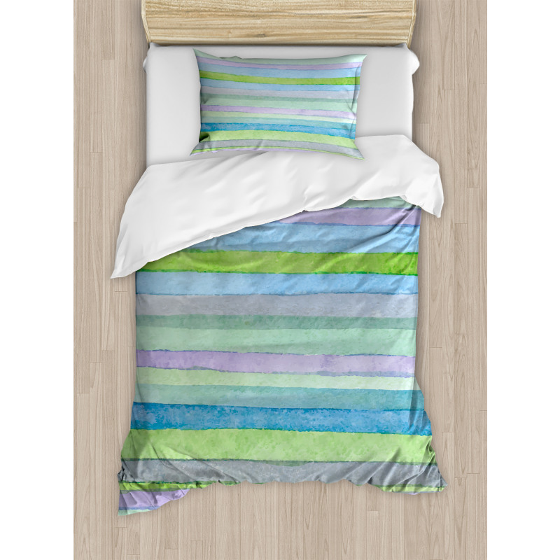 Watercolor Stripes Artwork Duvet Cover Set