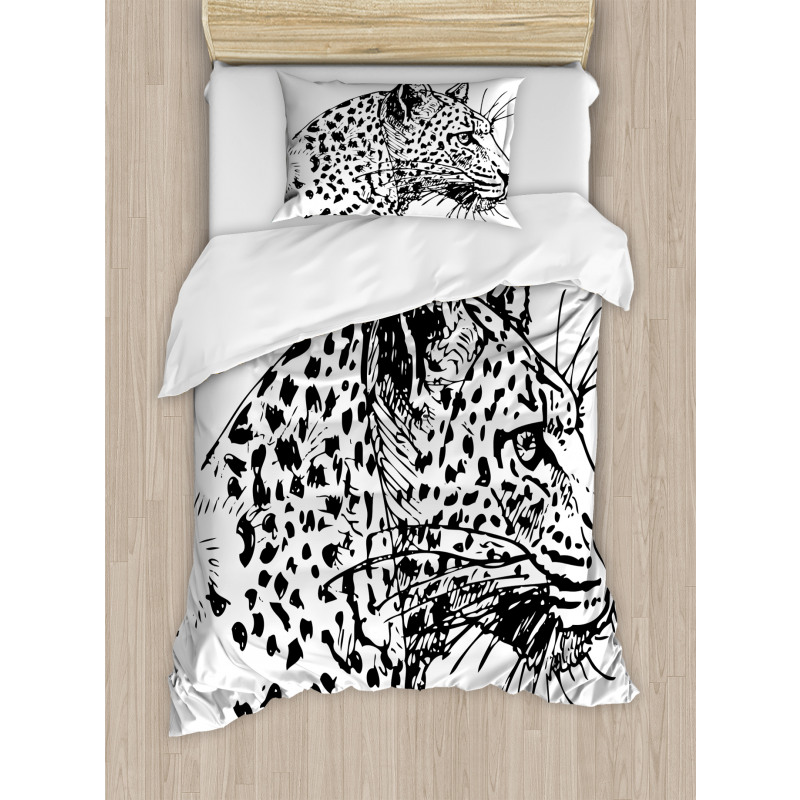 Jaguar Sketch Wildlife Duvet Cover Set