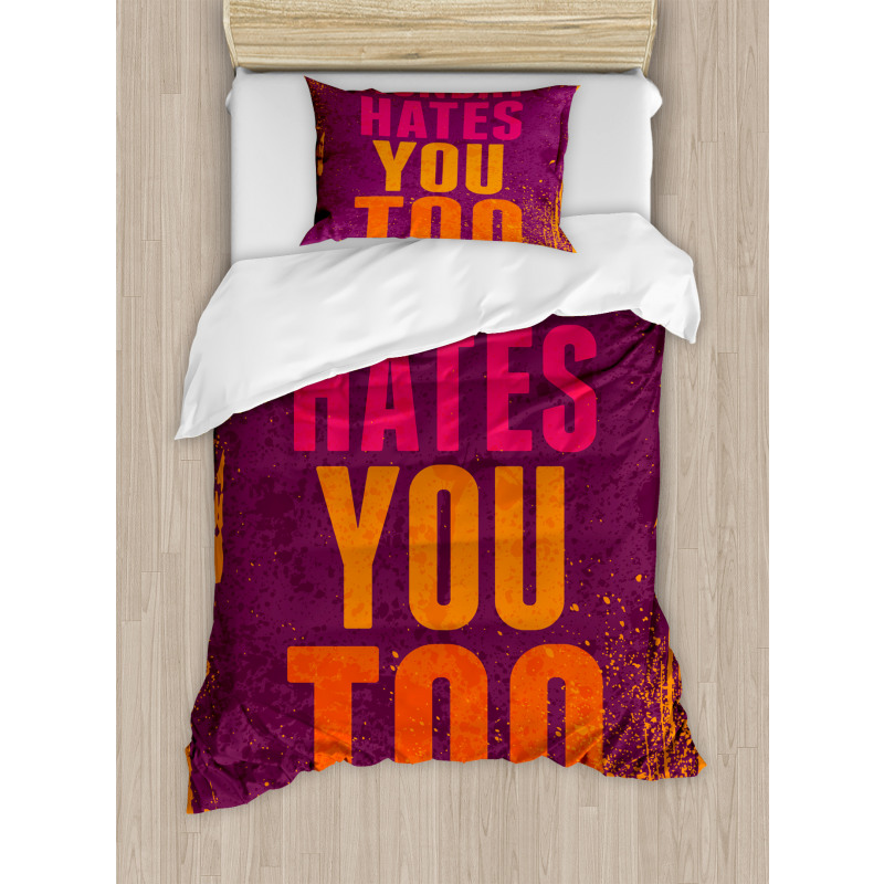 Monday Hates You Too Words Duvet Cover Set