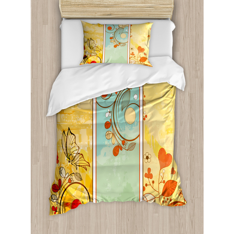 Floral Detailed Frames Duvet Cover Set