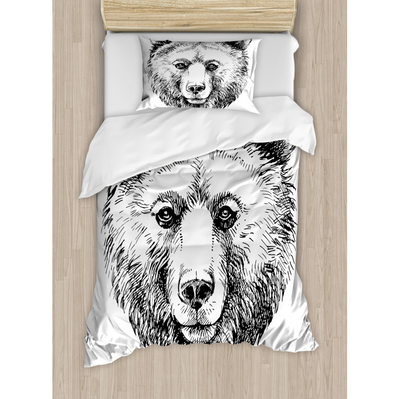 Grizzly Bear Ink Sketch Duvet Cover Set