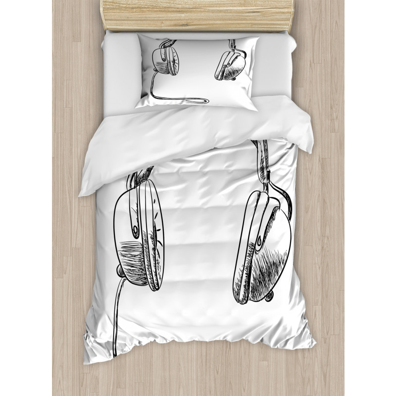 Sketchy DJ Headphones Duvet Cover Set