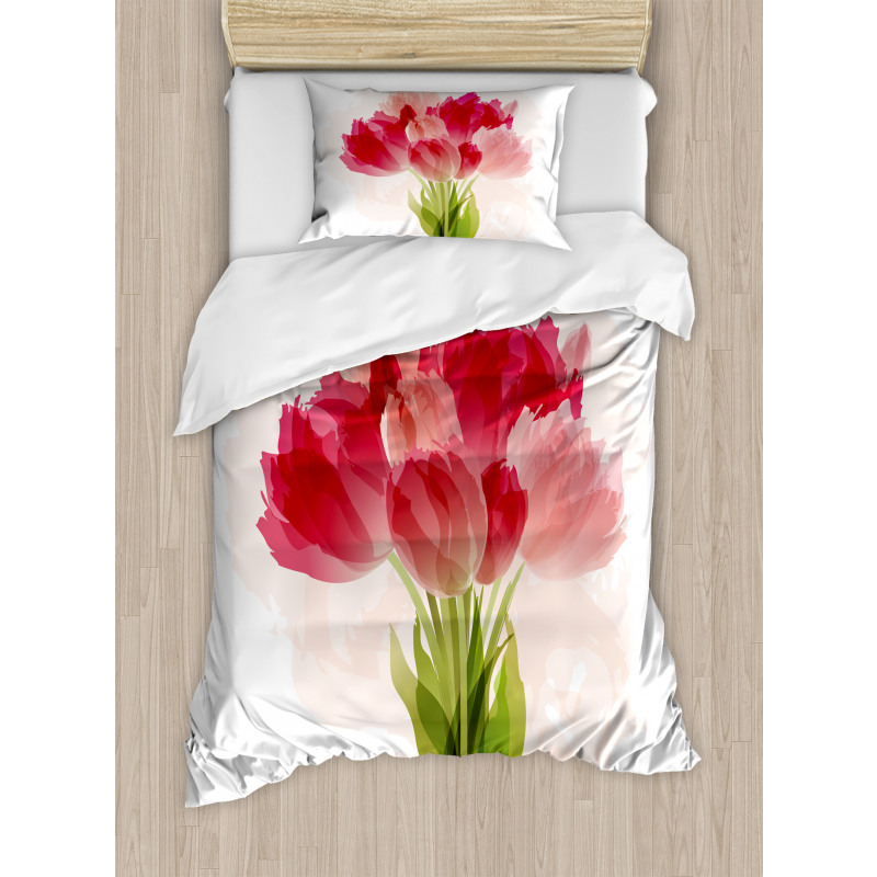 Watercolor Tulip Bouquet Duvet Cover Set