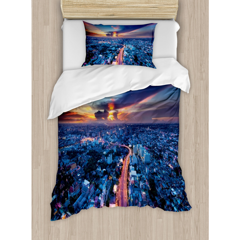 Bangkok Thailand Skyline Duvet Cover Set