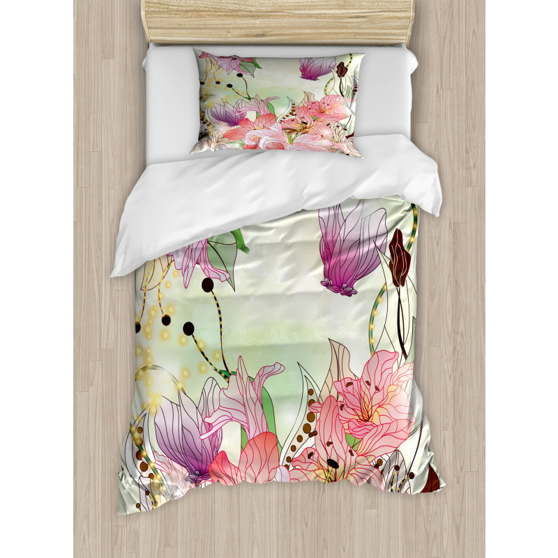 Abstract Flowers Buds Duvet Cover Set