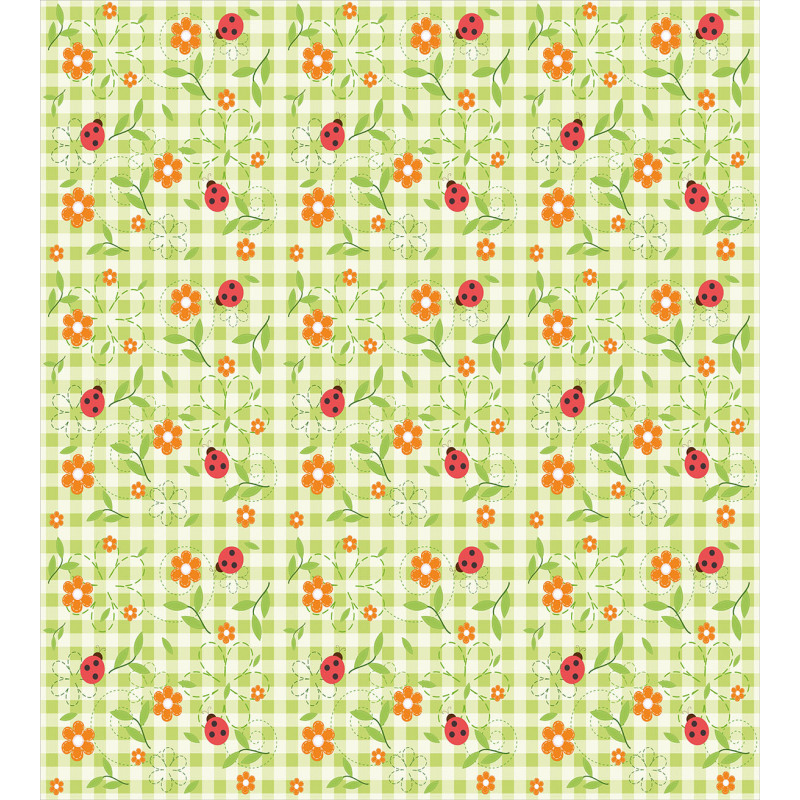 Ladybugs Flowers Leaves Duvet Cover Set