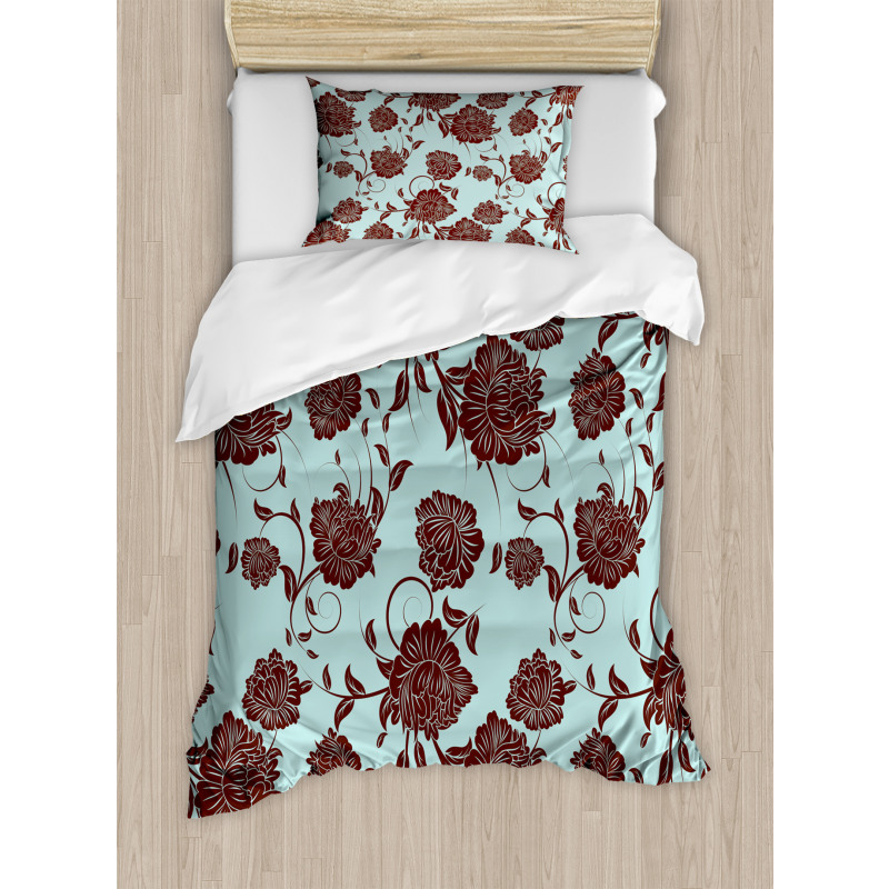 Flower Ornaments Retro Duvet Cover Set