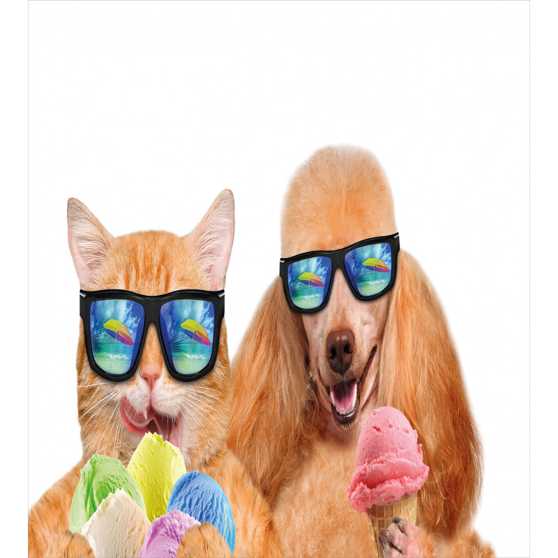 Cat Dog with Ice Cream Duvet Cover Set