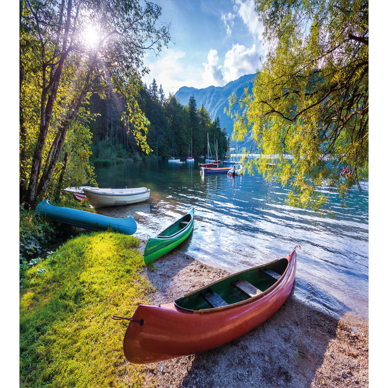 Bohinj Lake with Boats Duvet Cover Set
