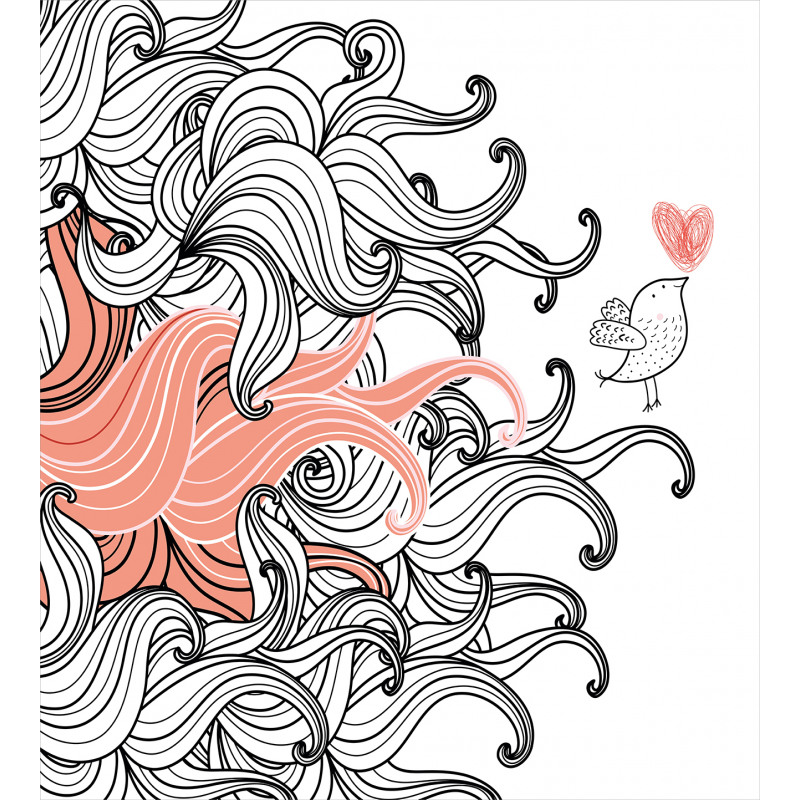 Graphic Swirls Wave Bird Duvet Cover Set
