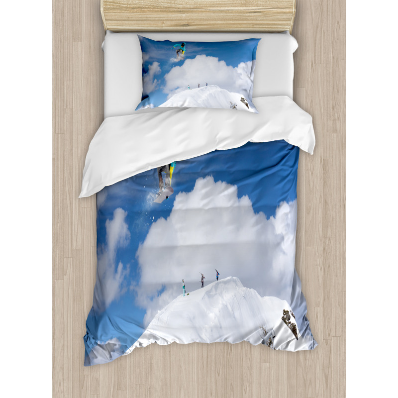 Snowboarder Mountaintop Duvet Cover Set