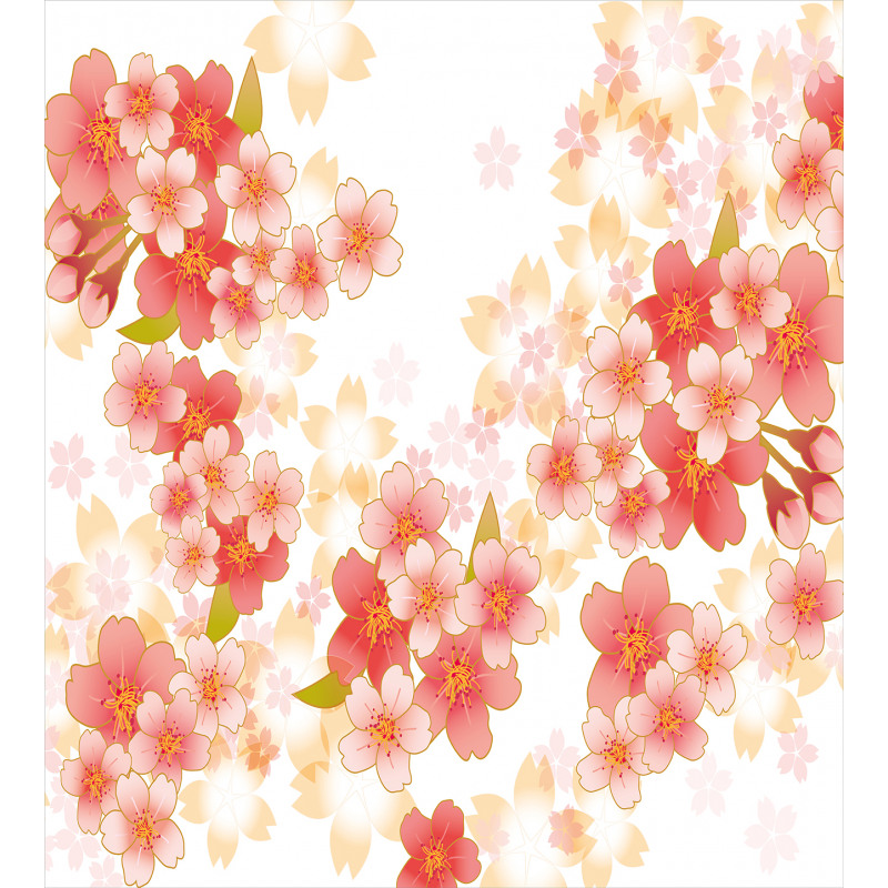 Vibrant Sakura Flowers Duvet Cover Set