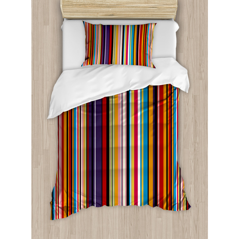 Vibrant Colors Striped Duvet Cover Set