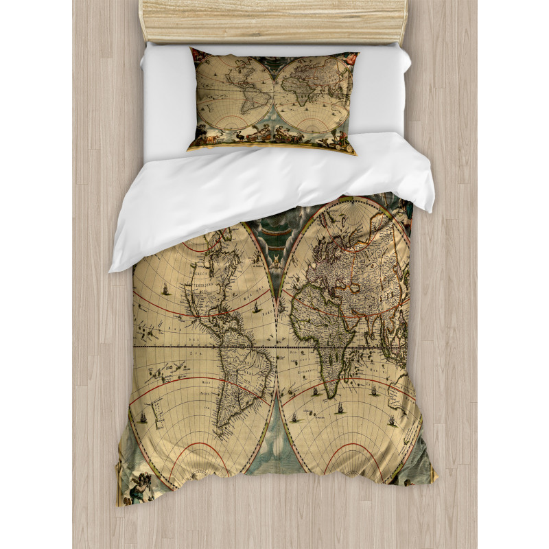 Old Map World Duvet Cover Set