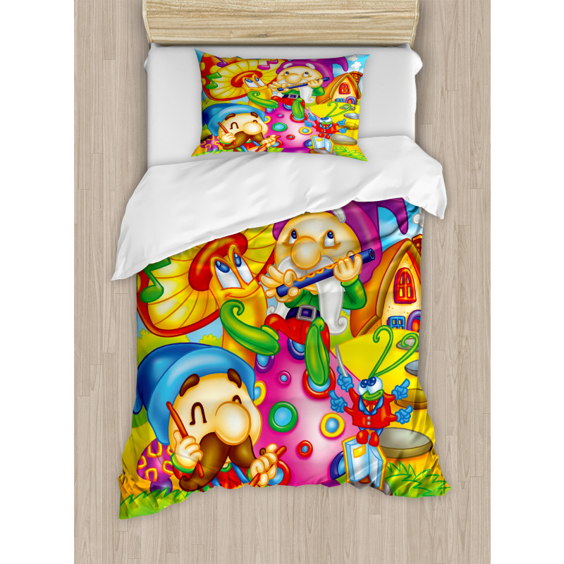 Cartoon Singing Elves Art Duvet Cover Set