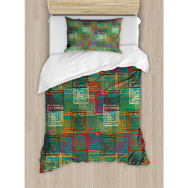 Grunge Folk Rainbow Duvet Cover Set