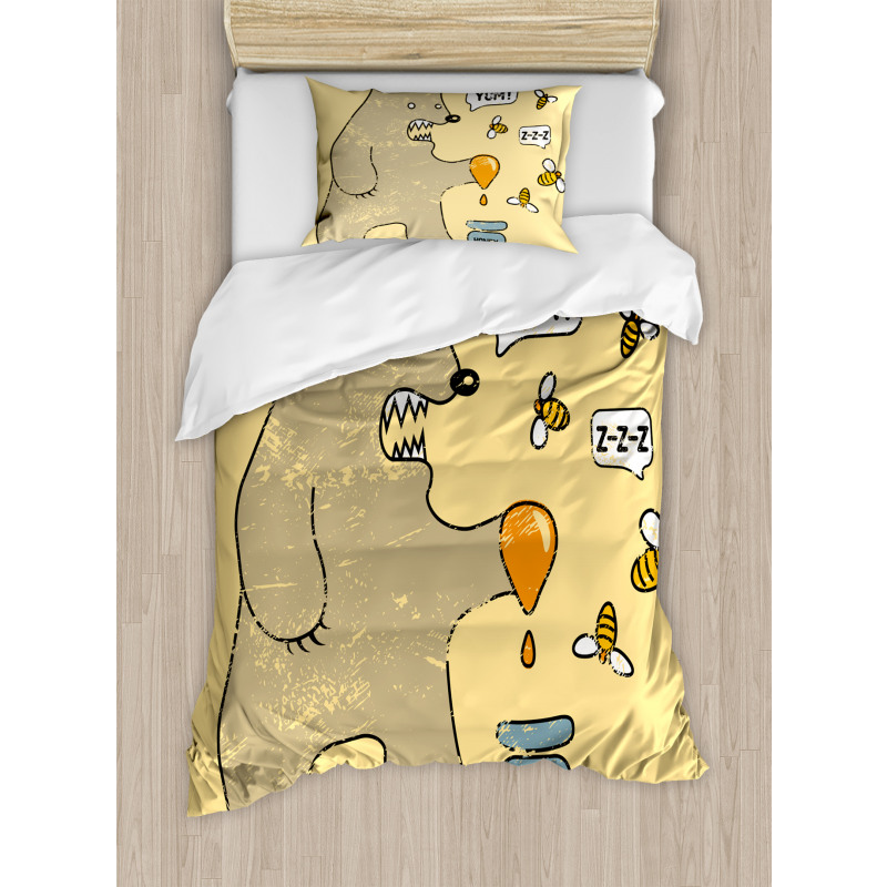 Bear Bees Honey Comic Duvet Cover Set