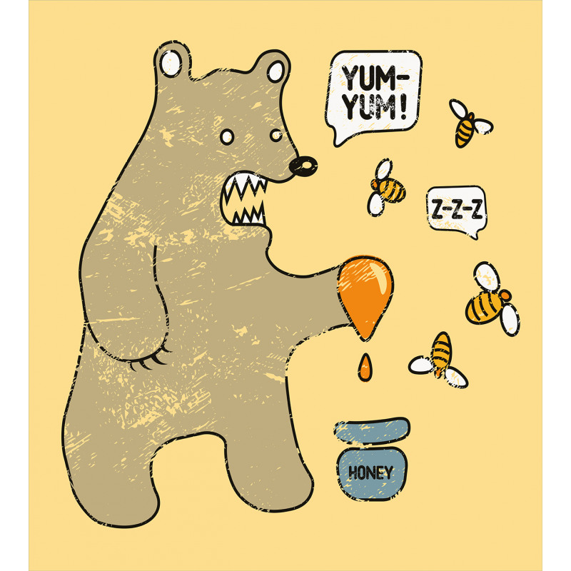 Bear Bees Honey Comic Duvet Cover Set
