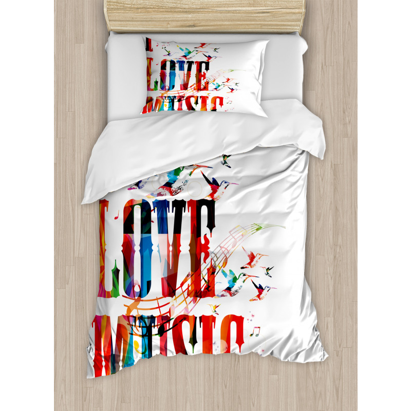 Music Theme Grungy Duvet Cover Set