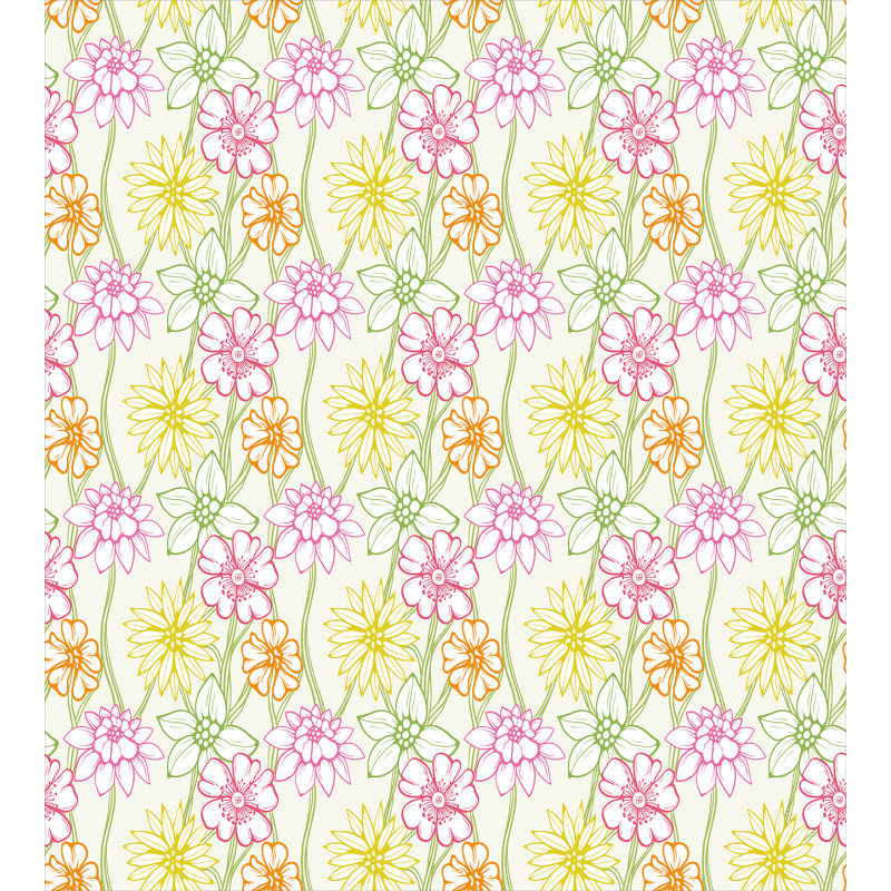 Colorful Flowers Sketchy Duvet Cover Set